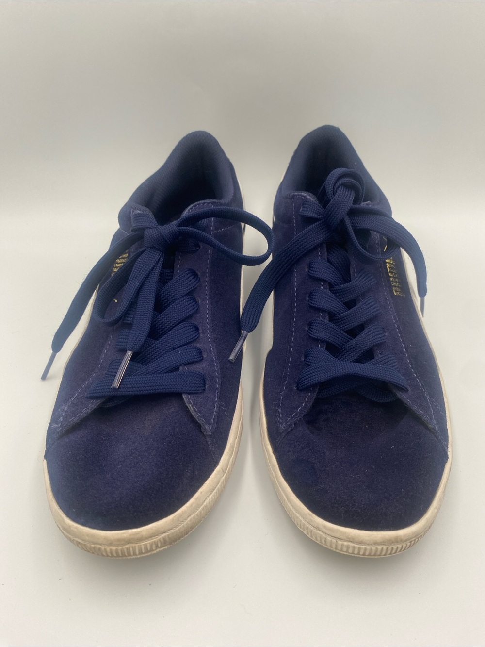 PUMA Suede Classic Peacoat Navy Blue White Gold Sneakers Women's Size 9 1/2